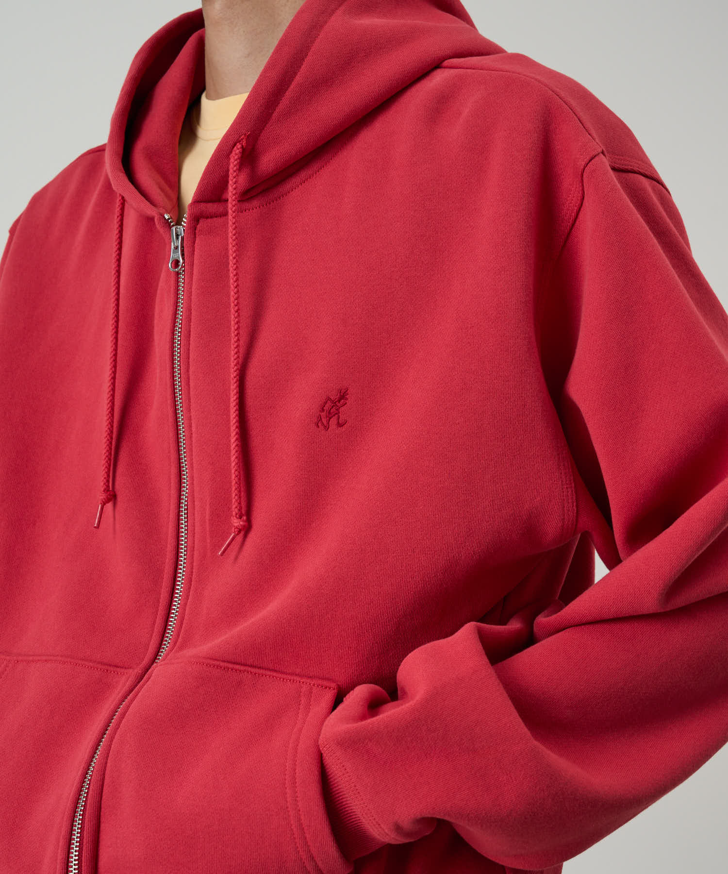 Gramicci One Point Zip Hooded Sweatshirt (Crimson Red)