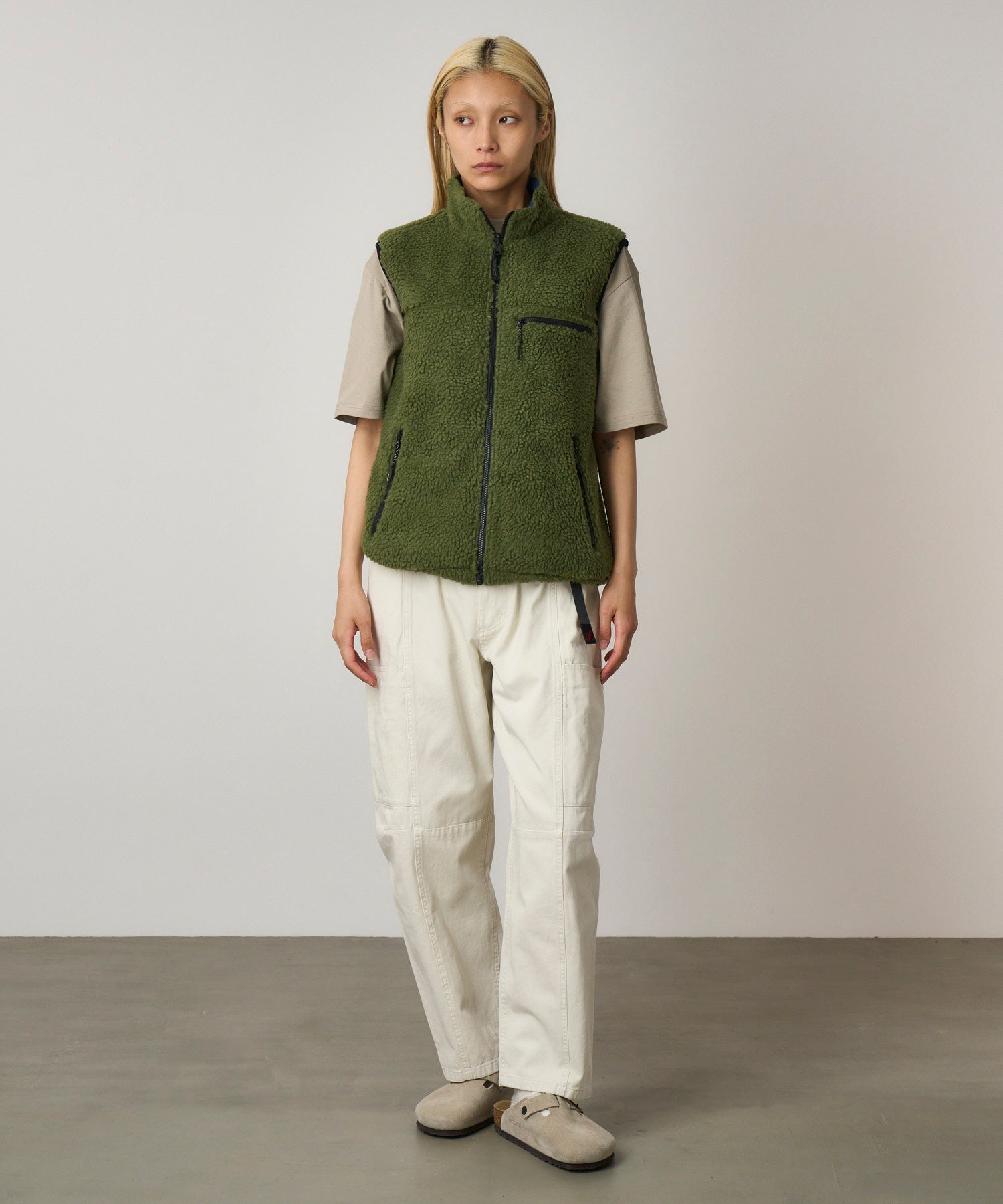 Gramicci Reversible Sherpa Vest (Olive / Dusty Navy)