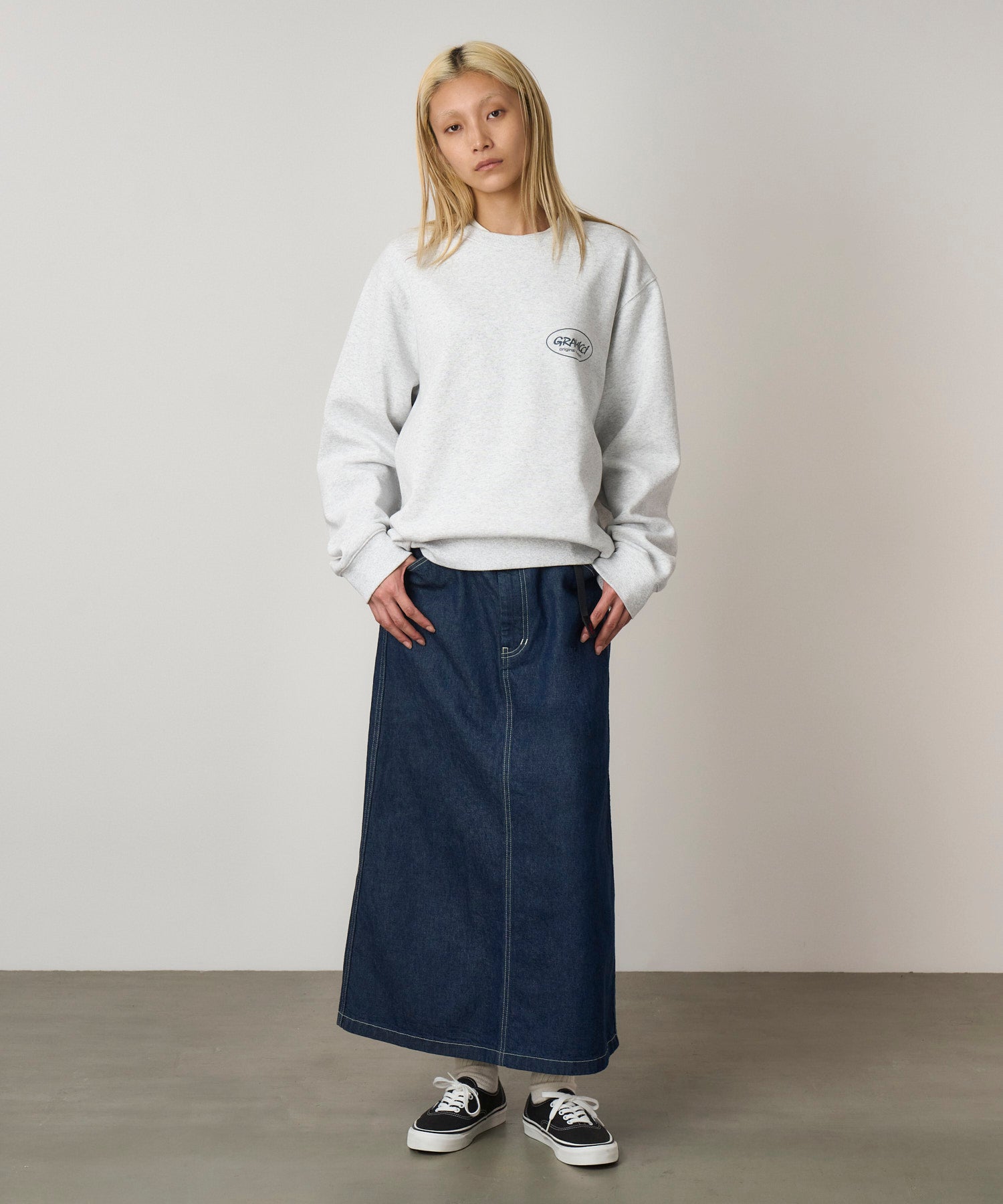 ミルクDENIM DUNGAREE×グラミチコラボラクガキスカート Gramicci Sutter Denim Skirt (Rinsed Indigo)