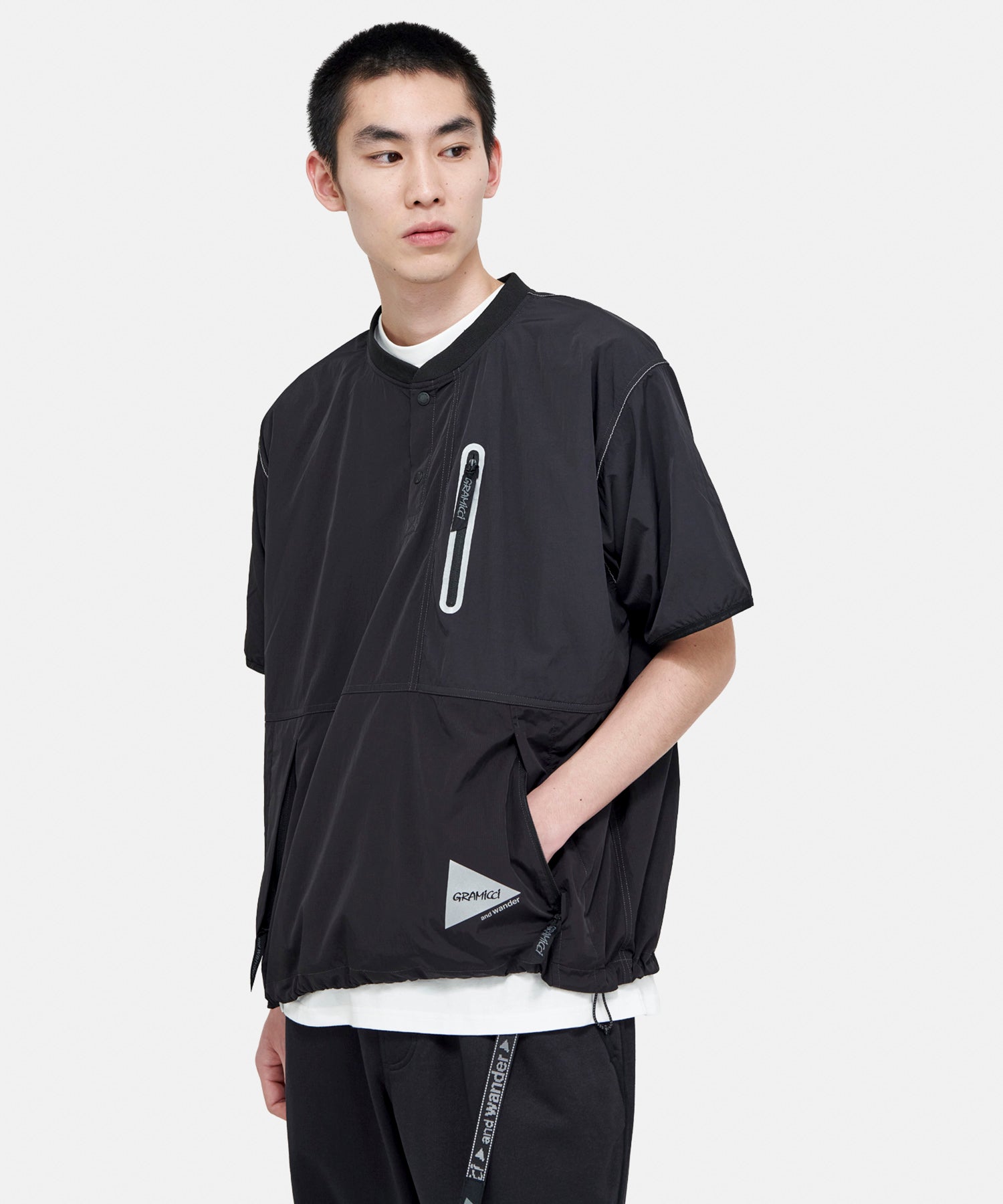 Gramicci x and wander Patchwork Wind Tee (Black)