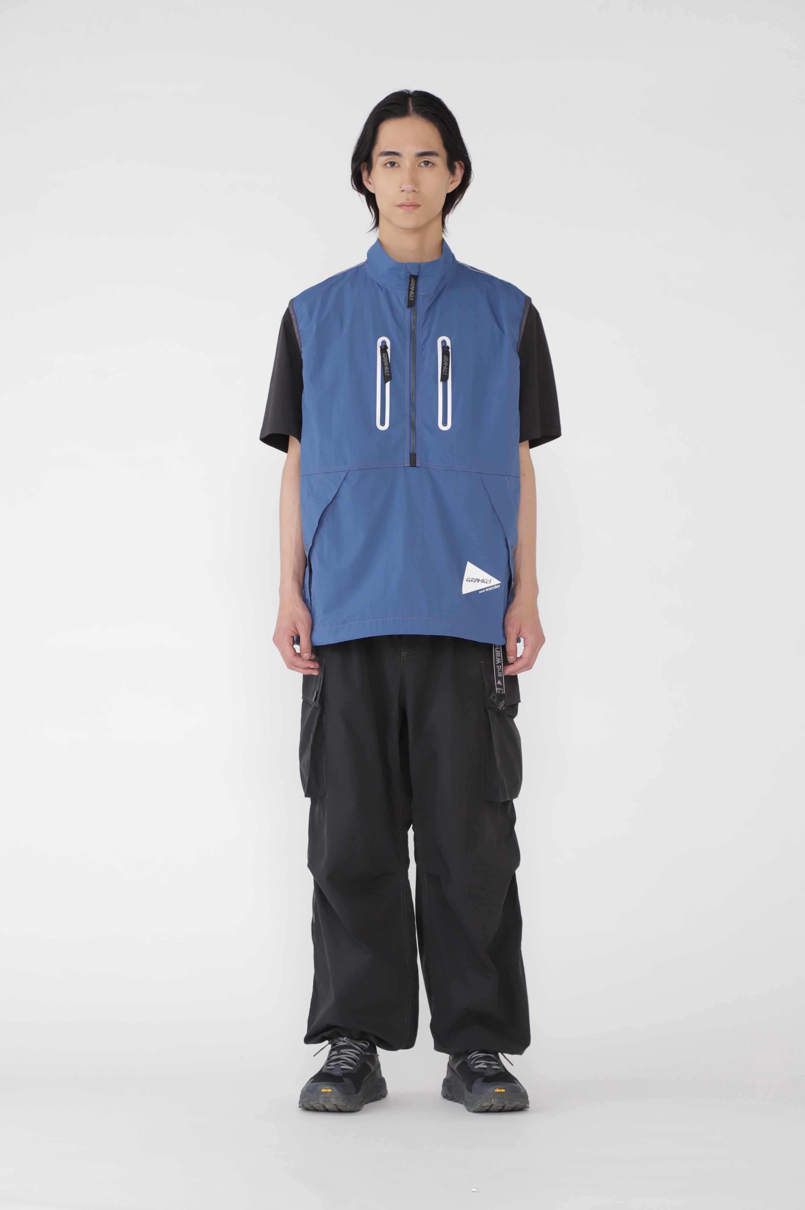 Gramicci x and wander Brushed Nylon Vest (Blue)