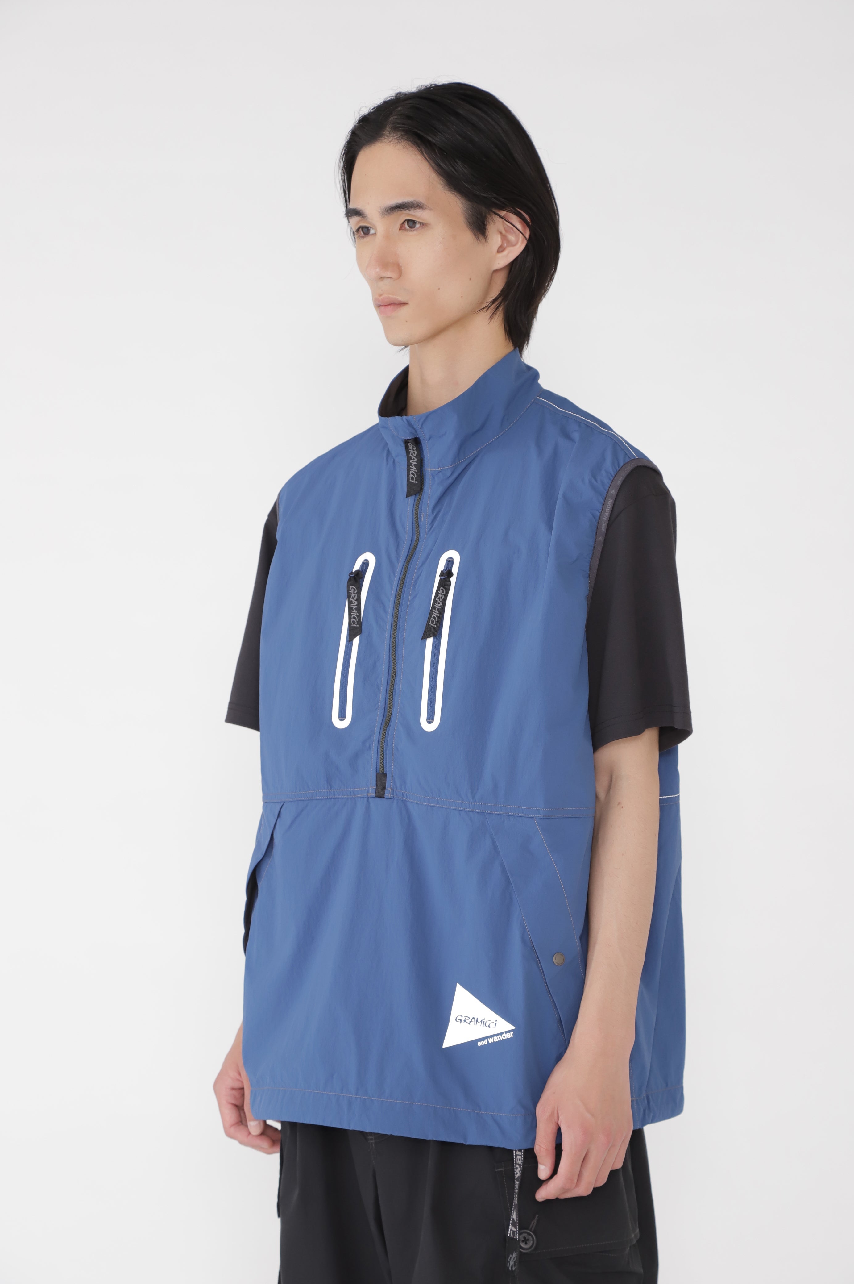 Gramicci x and wander Brushed Nylon Vest (Blue)